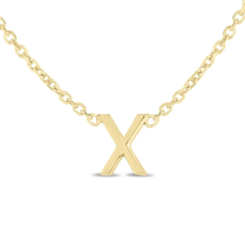 women high-quality necklaces -Marquee Jewels 14K Solid Yellow Gold X Mini Initial Necklace