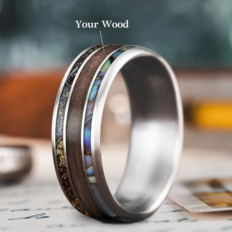 women gold rings -Custom Design - 3-Inlay Wide Center Ring X_bfHdPcwkhkbj_CIeOP-Xjw