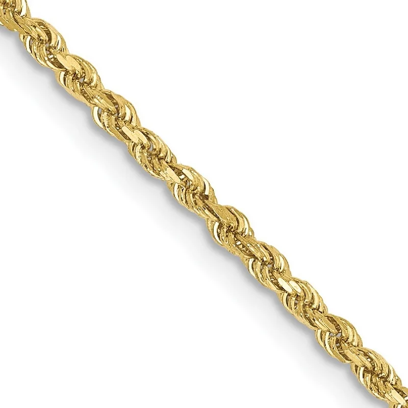 women custom name necklaces -Curata 10k Yellow Gold Solid 2mm Diamond-cut Rope Chain Necklace Options 16 18 20 22