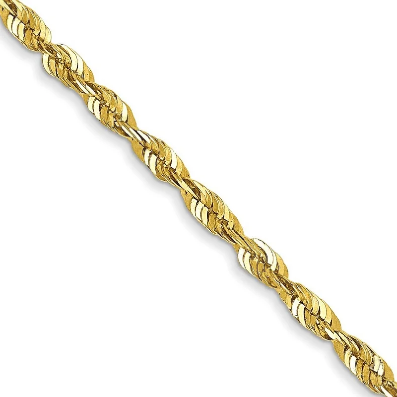 women layered gold necklaces -Curata 10k Yellow Gold 1.8mm D/C Extra Light Rope Chain Necklace (Lobster) Options: 16 18 20 24 30