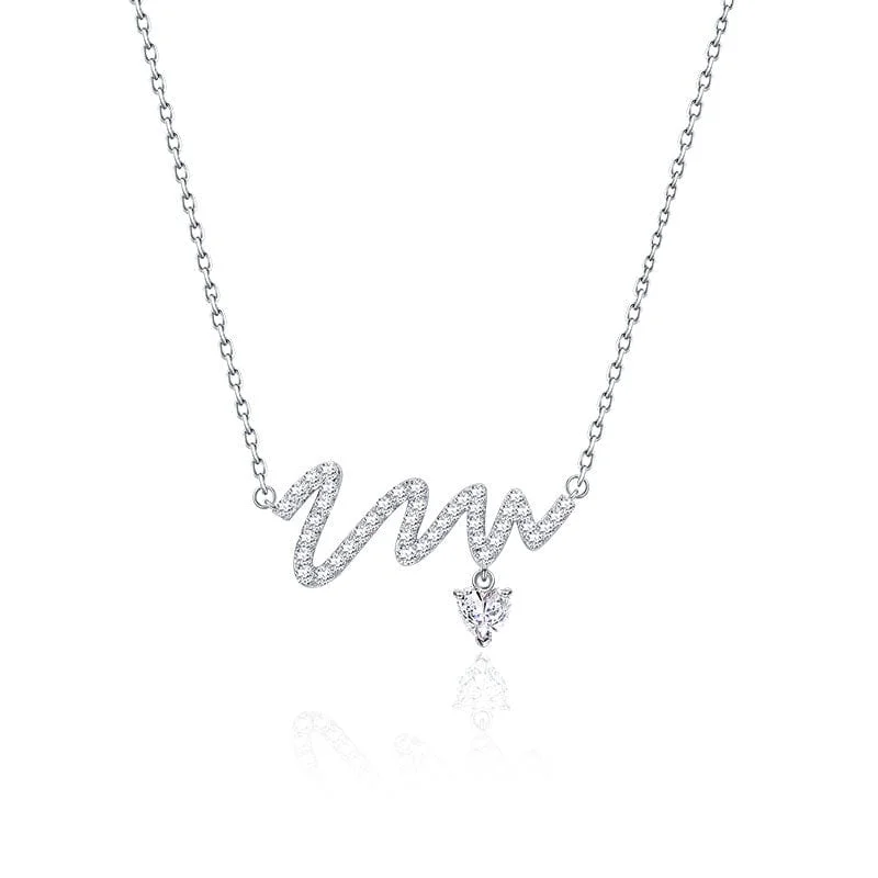 women artistic necklaces -FANCIME "Pounding Heart" Bar Wave Sterling Silver Necklace