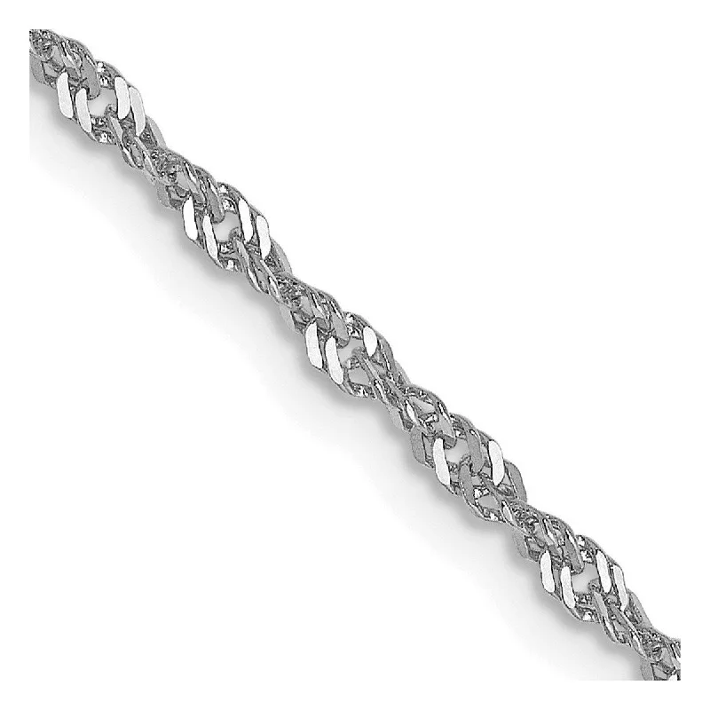 women vintage-inspired necklaces -Curata 10k White Gold 1.7mm Diamond-cut Singapore Chain Necklace Options: 16 18 20 24