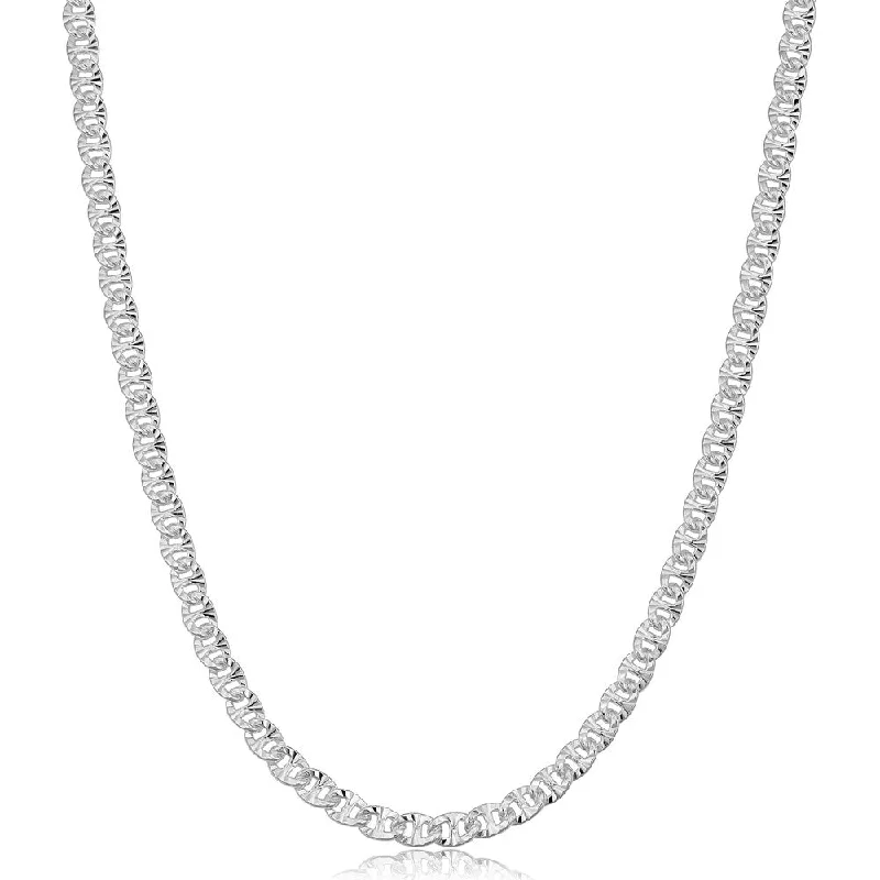 women gold necklaces -Sterling Silver 3.5 millimeter Diamond-cut Mariner Necklace