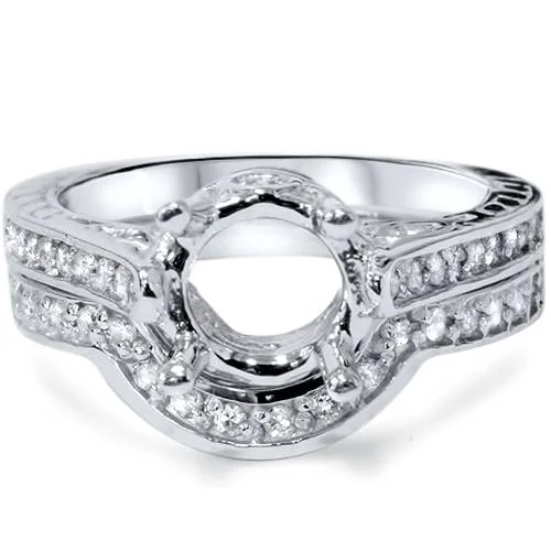 women diamond and platinum engagement rings -3/4ct Diamond Engagement Vintage Wedding Ring Mount