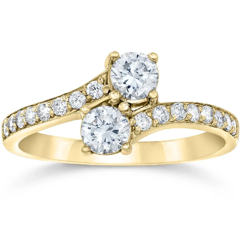 women bold engagement rings -1 Carat Forever Us 2 Stone Diamond Ring 10K Yellow Gold