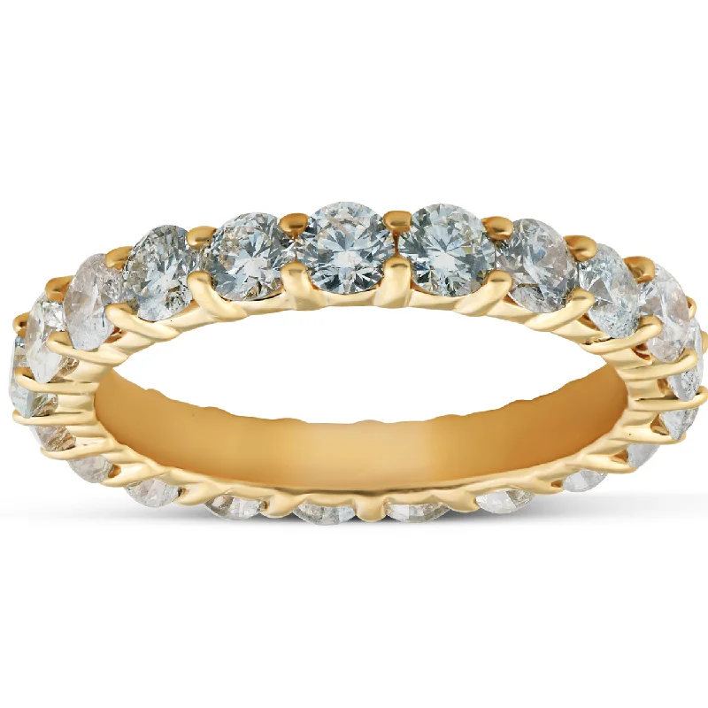 women modern solitaire engagement rings -1 3/8 Ct TDW Diamond Eternity Ring Shared Prong Anniversary Band 14k Yellow Gold