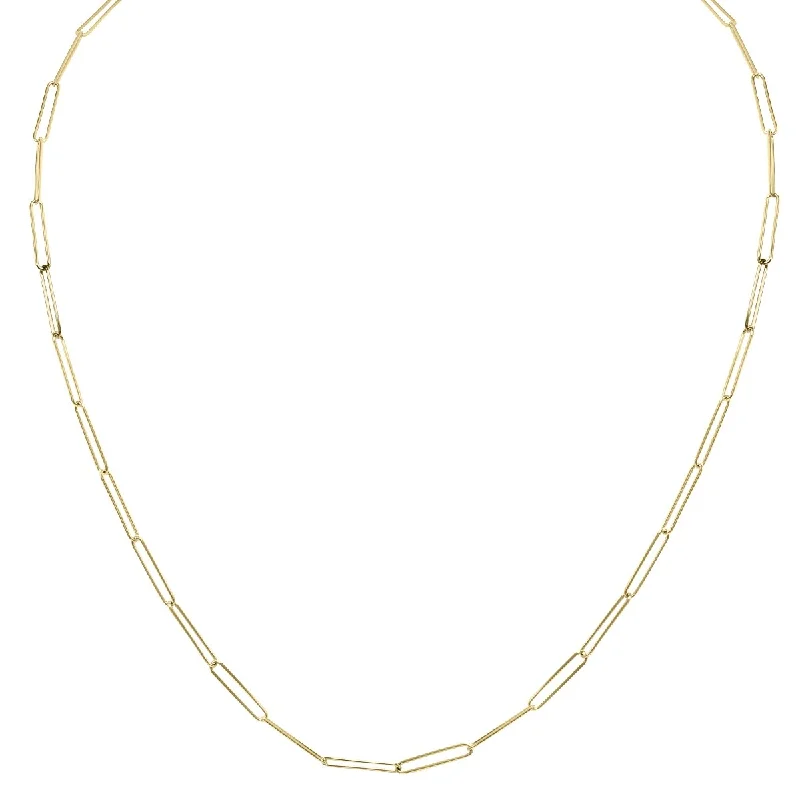 women sterling silver necklaces -Marquee Jewels 14K Yellow Gold Lightweight Paperclip Necklace With a Lobster Clasp - 18 Inch