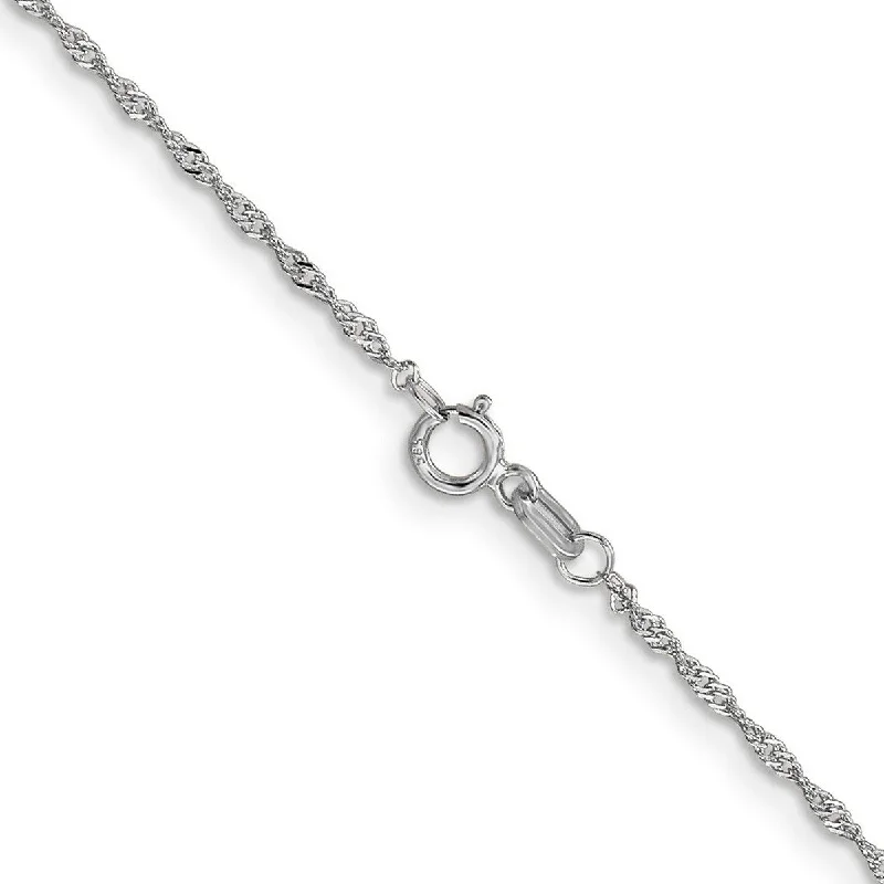 women nature-inspired necklaces -Curata 14k White Gold Solid 1.1mm Diamond-cut Singapore Chain Necklace Options: 16 18 20 24 30