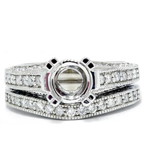 women exclusive engagement rings -1/2ct Vintage Heirloom Diamond Ring Set 14K White Gold