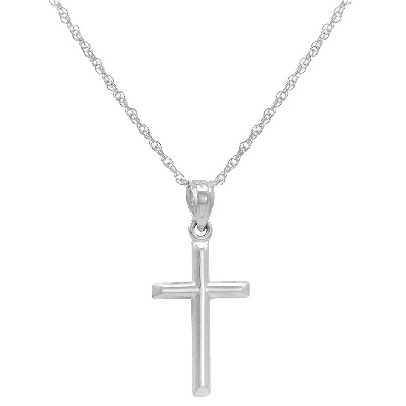 women choker necklaces -Amanda Rose Collection 14K White Gold Cross Pendant Necklace