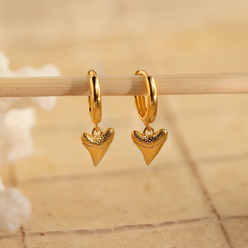 women fashion dangle earrings -Shark Tooth Huggies