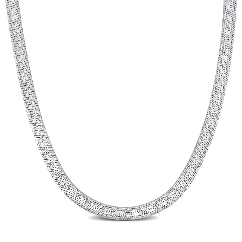 women bridal necklaces -Miadora 4.5mm Fancy Herringbone Necklace in Sterling Silver