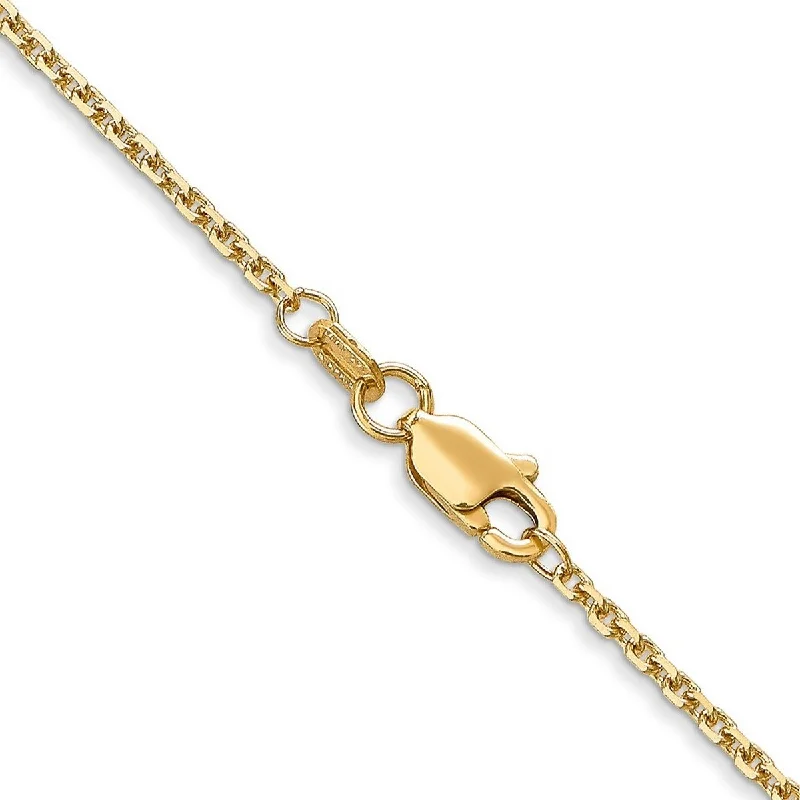 women artistic necklaces -Curata 14k Yellow Gold Solid 1.3mm Diamond-cut Cable Chain Necklace (Lobster) Options: 16 18 20 22 24 26