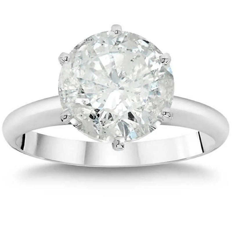 women heirloom engagement rings -2 1/4 Ct TDW Solitaire Round Diamond 6-Prong Engagement Ring 14k White Gold