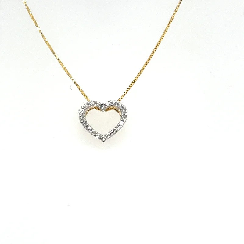 women choker necklaces -14K Yellow Gold Diamond Heart Necklace