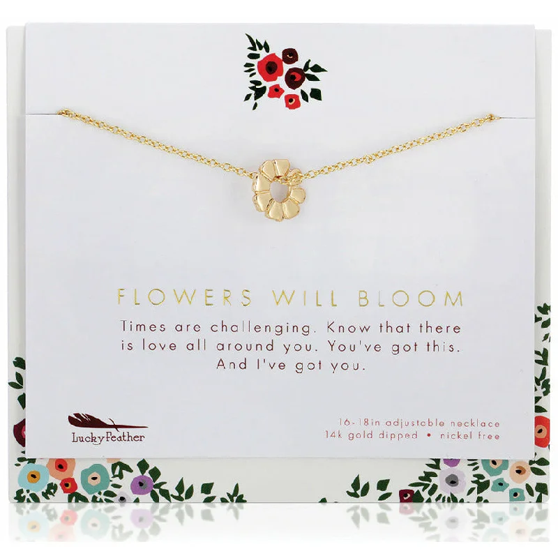 women elegant pendant necklaces -Flowers Will Bloom - Necklace & Card