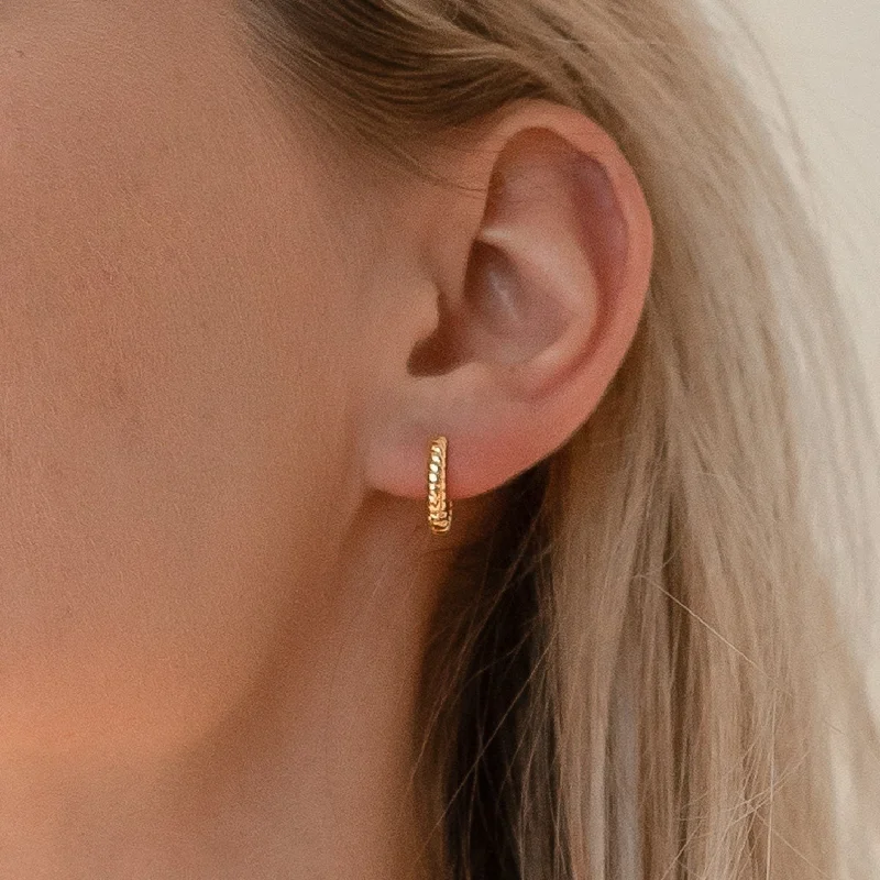 women statement gold earrings -Thea Twisted Huggies