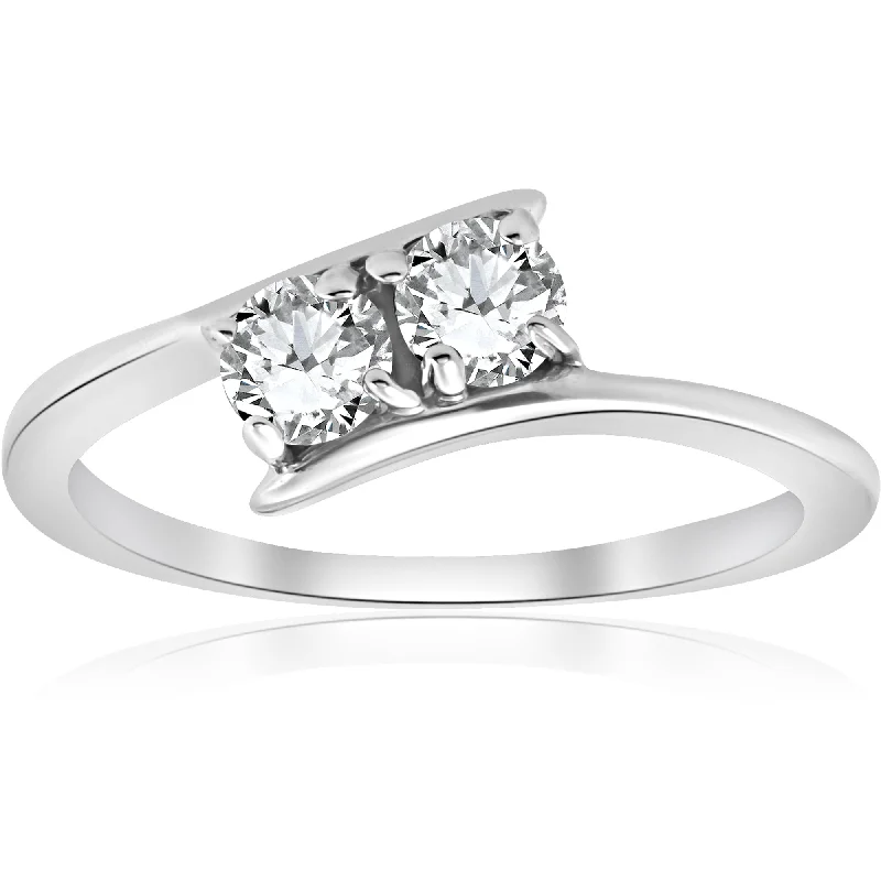 women simple engagement rings -1/2 ct Two Stone Diamond Forever Us Engagement Ring 10k White Gold