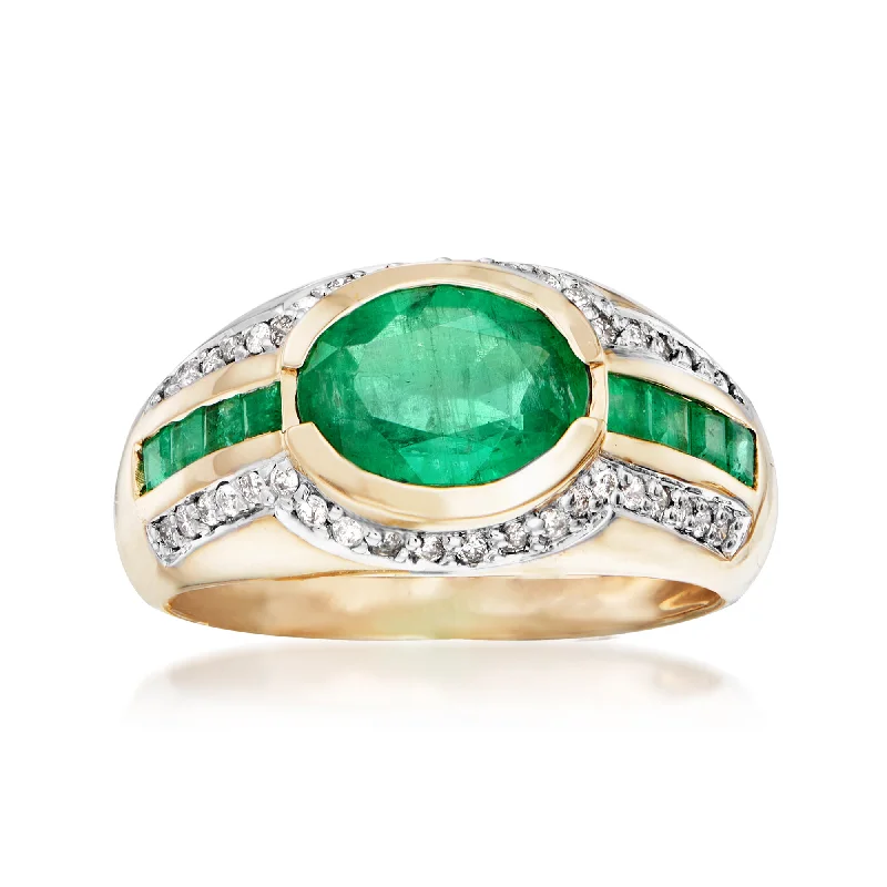 women vintage engagement rings -Ross-Simons Emerald and . Diamond Ring in 14kt Yellow Gold