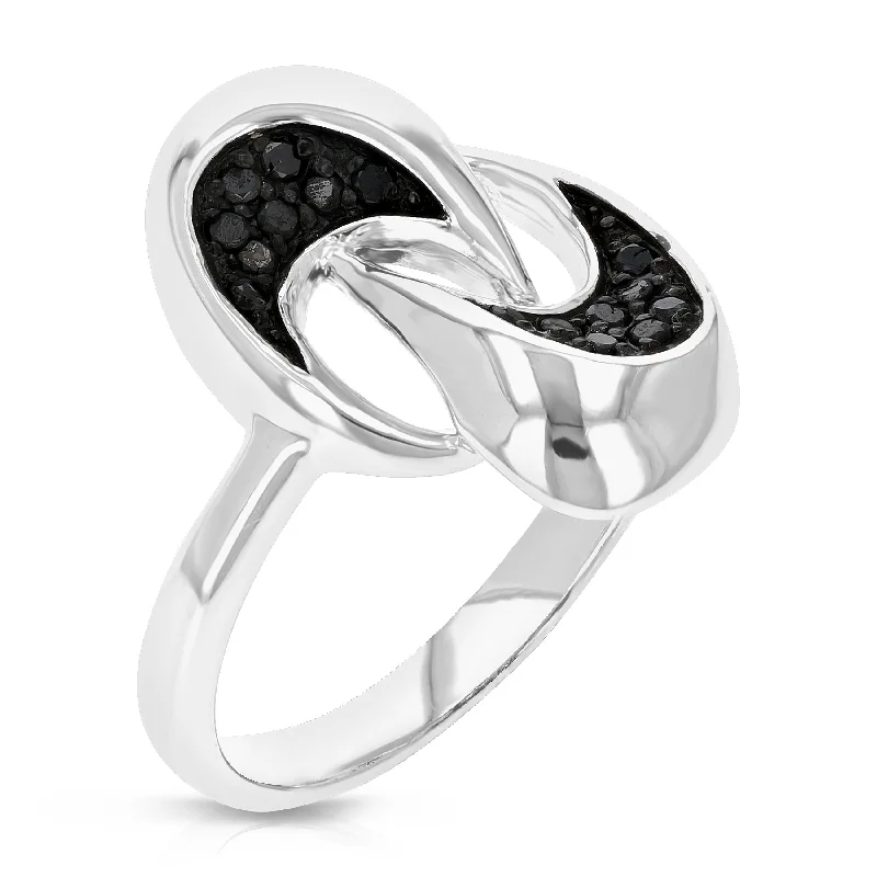 women unique diamond engagement rings -Sterling Silver Black Diamond Ring (0.15 cttw)