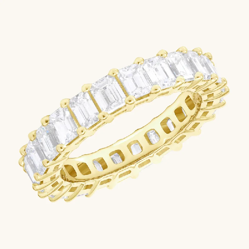 women unique engagement rings -Emerald Eternity Band