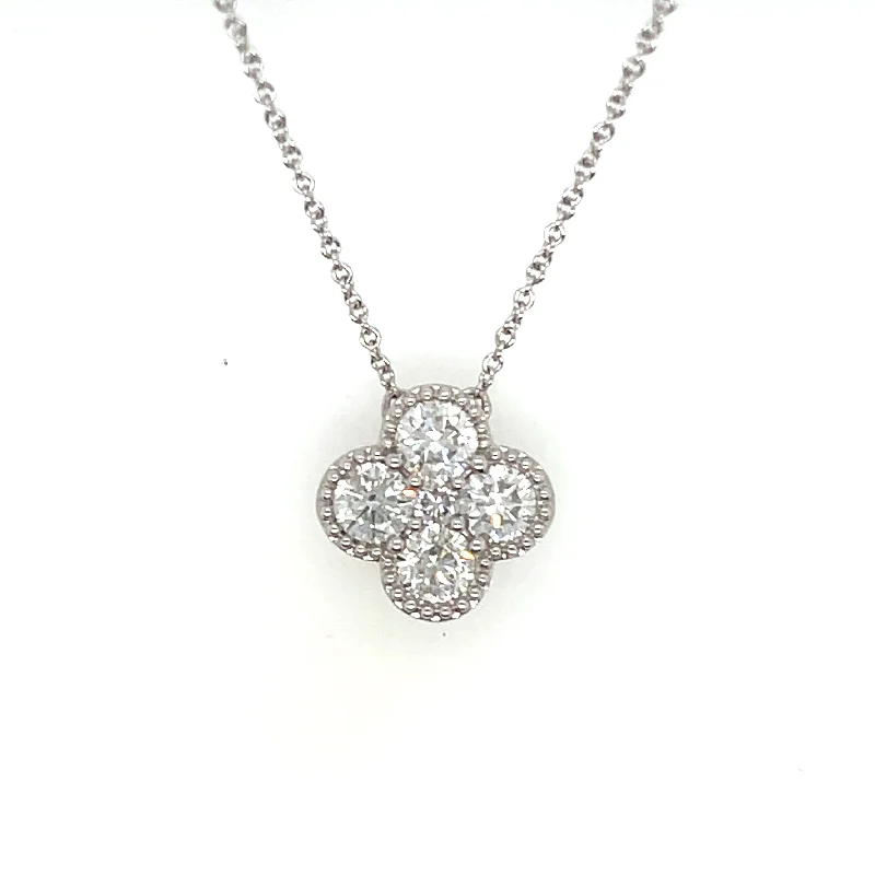 women fashion necklaces -14K White Gold Diamond Motif Necklace