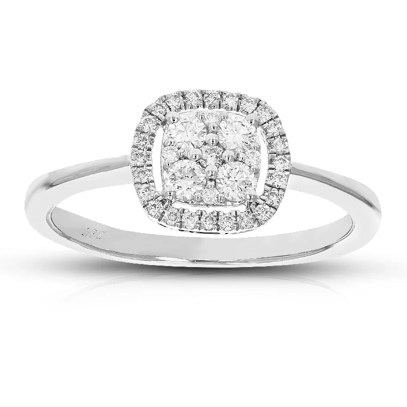 women vintage engagement rings -1/3 cttw Round Cut Lab Grown Diamond Engagement Ring 925 Sterling Silver Prong Set