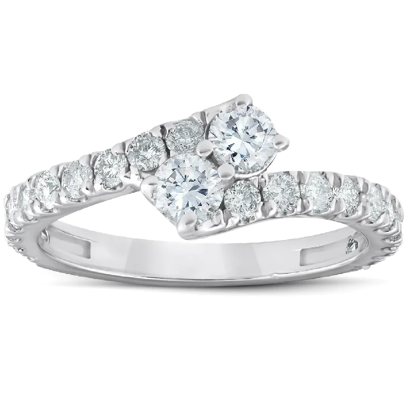 women bridal engagement rings -1 Ct Two Stone Diamond Forever Us Anniversary Engagement Ring 10k White Gold