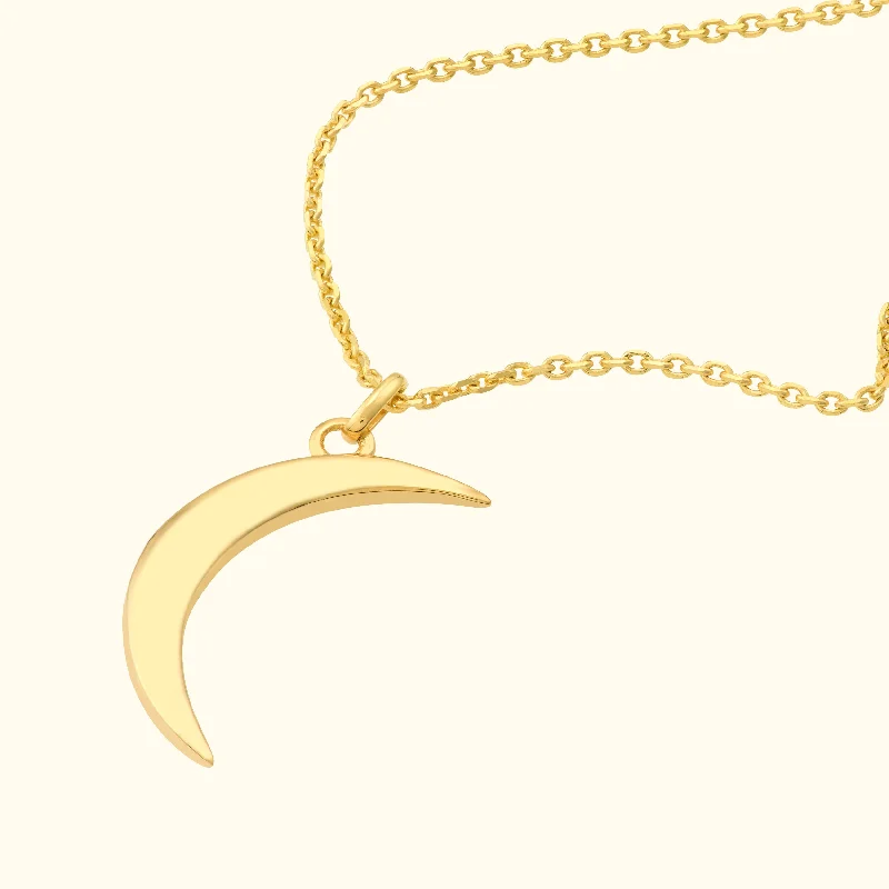 women pearl necklaces -Crescent Moon Pendant Necklace