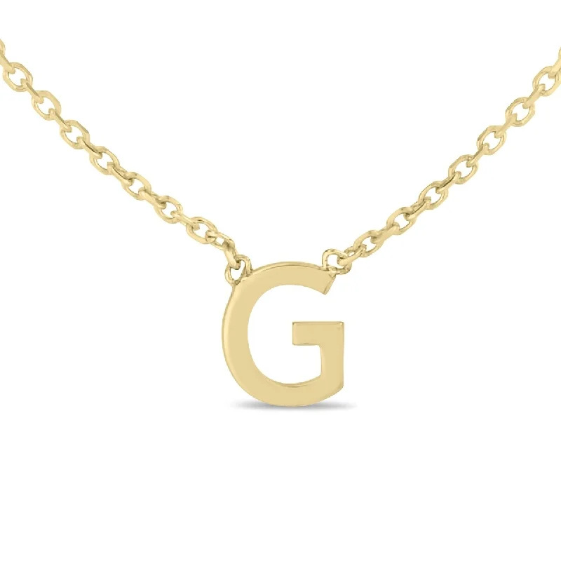 women long necklaces -Marquee Jewels 14K Solid Yellow Gold G Mini Initial Necklace