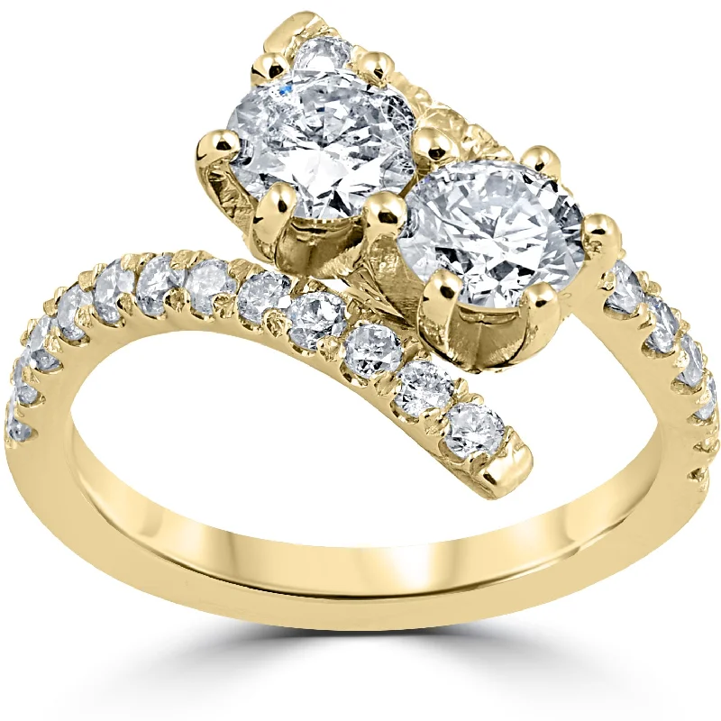 women stacked engagement rings -1 cttw Diamond 2 Stone Forever Us Engagement Anniversary Ring 14k Yellow Gold