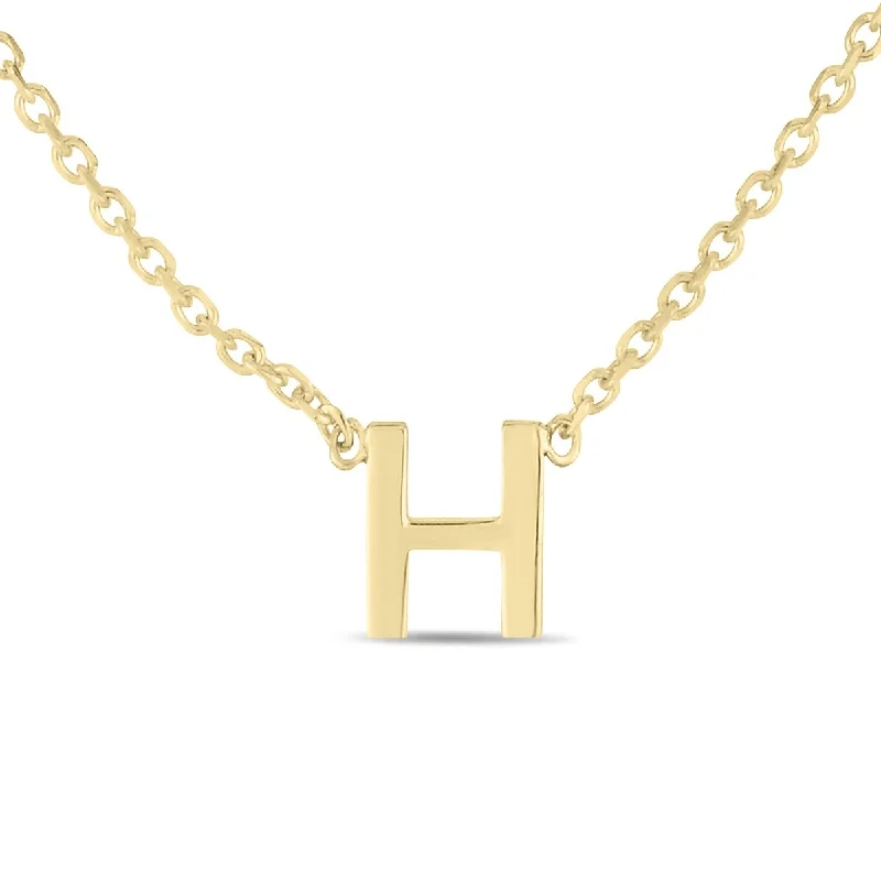 women romantic gift necklaces -Marquee Jewels 14K Solid Yellow Gold H Mini Initial Necklace