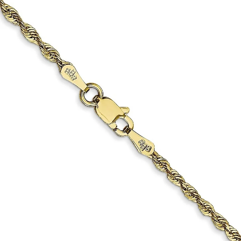 women simple chain necklaces -Curata 10k Yellow Gold 2mm D/C Extra Light Rope Chain Necklace (Lobster) Options: 16 18 20 24