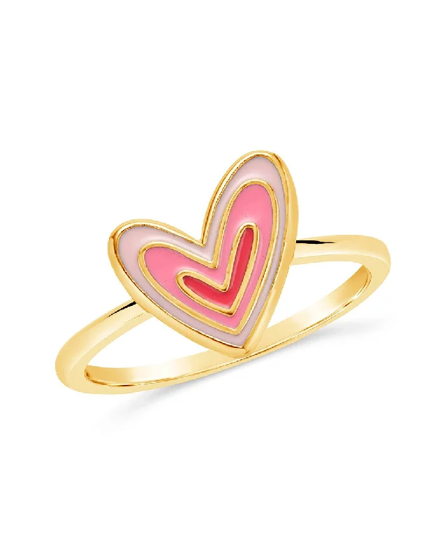 women luxury rings -Amanda Enamel Heart Ring