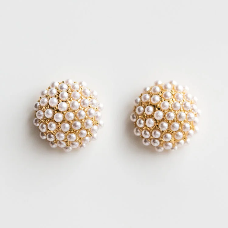 women chandelier earrings -Pearl Pave Stud Earrings