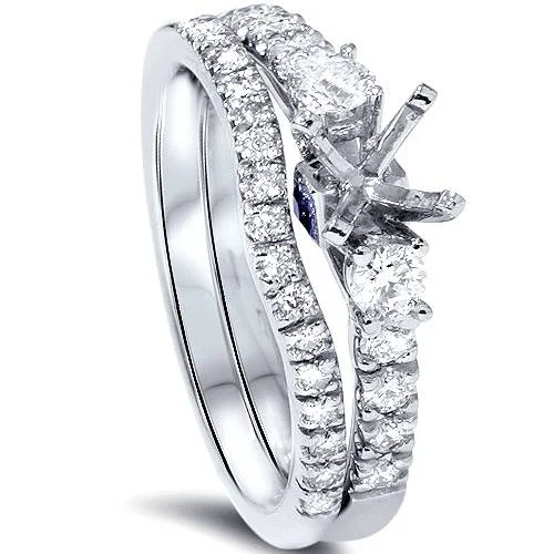 women custom engagement rings -1/2ct Diamond Engagement Ring Setting Set 950 Platinum