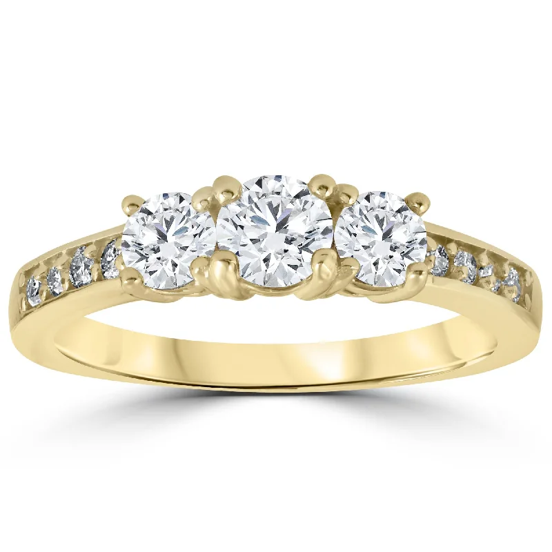 women engagement rings -1 1/2 cttw Diamond 3-Stone Engagement Anniversary Ring 14k Yellow Gold