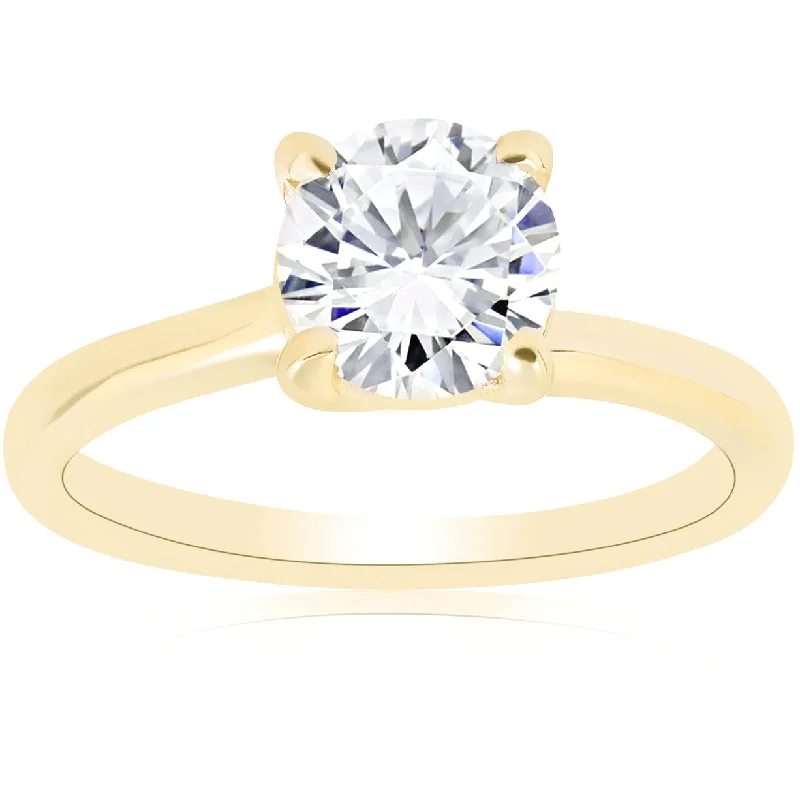 women vintage engagement ring sets -1 ct Round Diamond Solitaire Engagement Ring 14k Yellow Gold