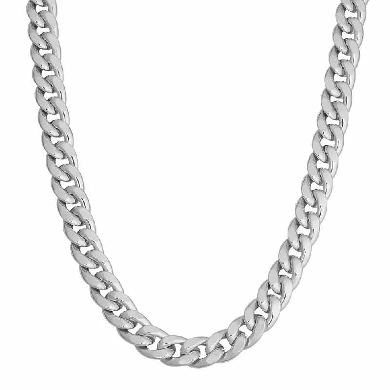 women anniversary necklaces -Fremada Rhodium Plated Sterling Silver Bold Curb Link Necklace (8 millimeters)