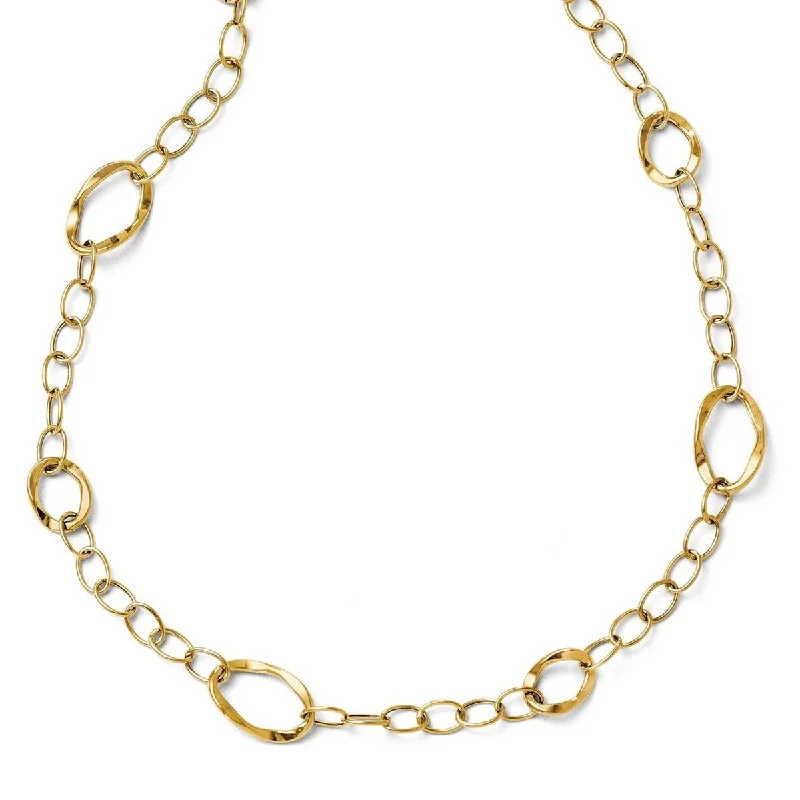 women friendship necklaces -Curata 14k Yellow Gold Polished Fancy Oval Links With 2inch Ext Necklace, 17"