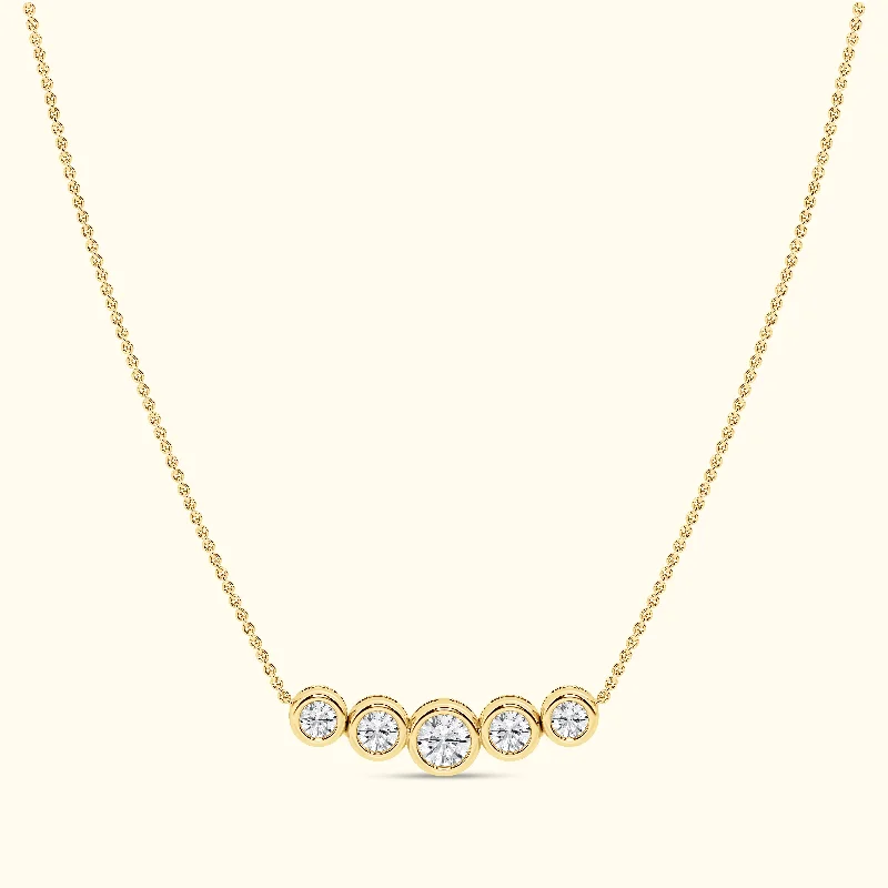 women simple gold necklaces -Bezel Set Round 5 Stone 2.00ct Necklace