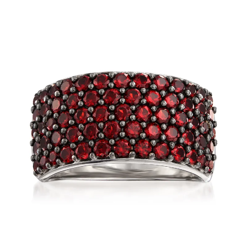 women unique engagement rings -Ross-Simons Garnet Multi-Row Ring in Sterling Silver