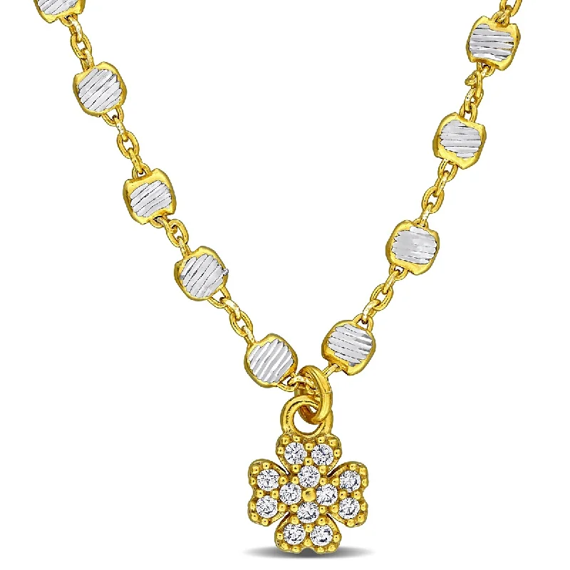 women short necklaces -Miadora 3.3mm Discs 4 Leaf Clover Necklace in Yellow Plated Sterling Silver