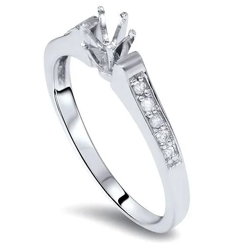 women classic solitaire engagement rings -Diamond Engagement Semi Mount Ring Setting White Gold