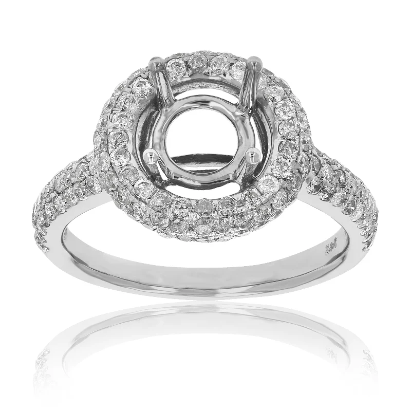 women antique engagement rings -0.90 cttw Diamond Semi Mount Engagement Ring 14K White Gold Wedding