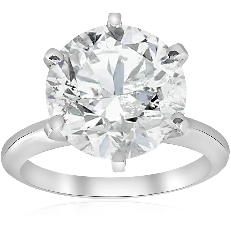 women classic wedding engagement rings -4 ct Round Diamond Solitaire Engagement Ring 14k White Gold