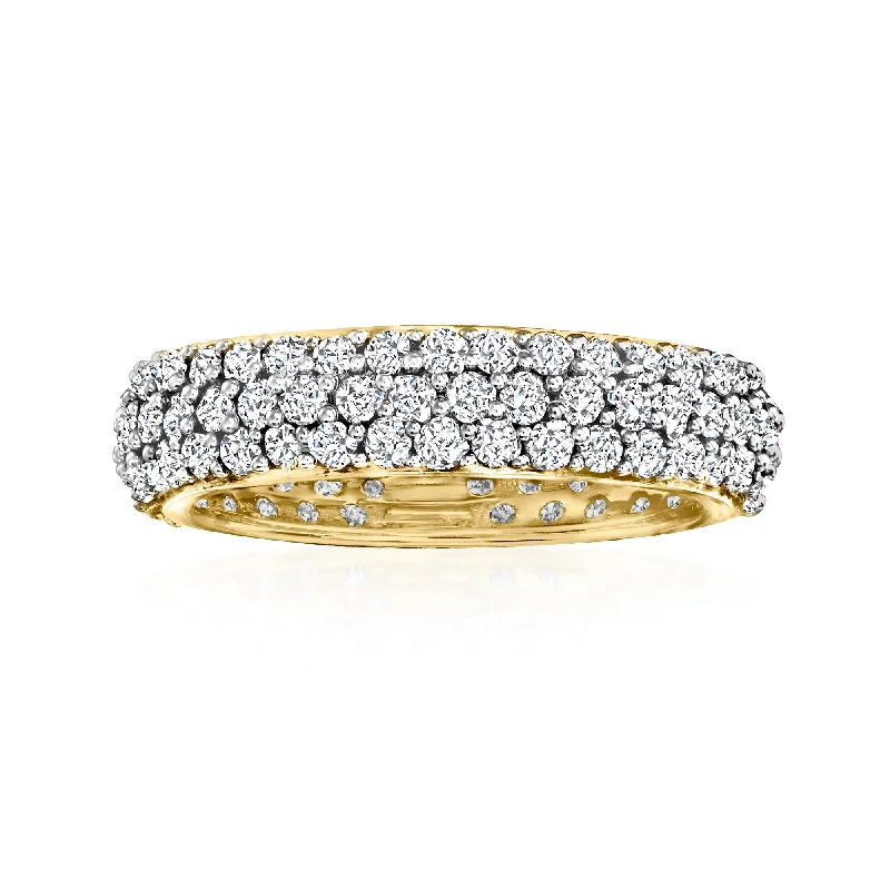 women diamond engagement rings -Ross-Simons Pave Diamond Eternity Band in 14kt Yellow Gold