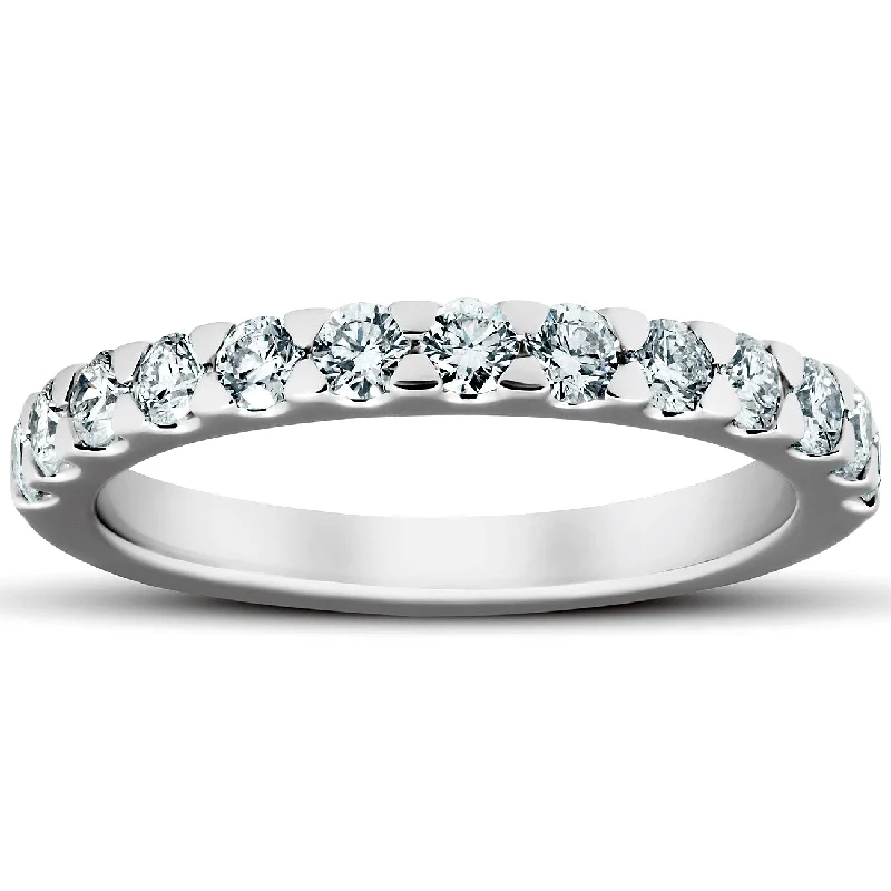 women custom-made engagement rings -3/4Ct Diamond Wedding Womens Ring Anniversary Stackable Band 14k White Gold