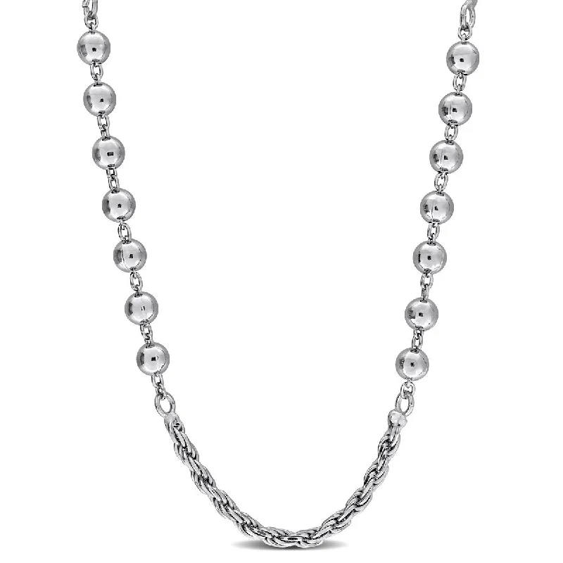 women layered gold necklaces -Miadora 2.5mm Rope 5mm Bead Necklace in Sterling Silver