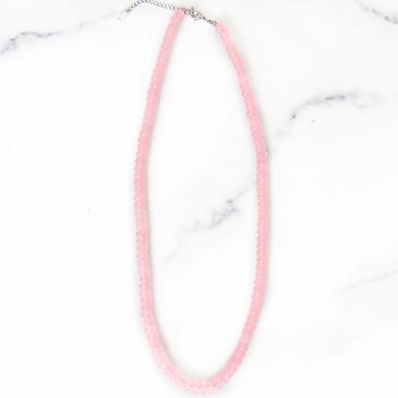 women anniversary gift necklaces -Rose Quartz Gemstone Necklace